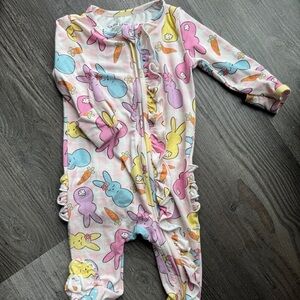 Caden Lane Peep Easter Print Baby 0-3 Months Bamboo Ruffle Sleeper NWOT